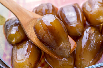 Traditional delicious Turkish dessert; eggplant jam (Turkish name; patlican receli)