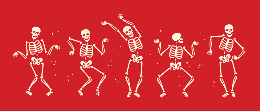 Funny skeleton symbol. Halloween cartoon vector illustration
