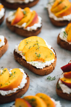 Peach ricotta bruschettas