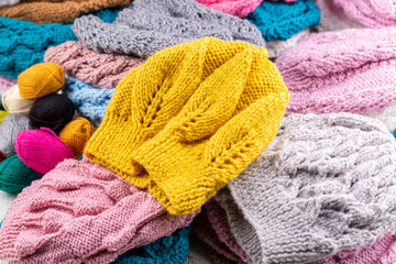 Colorful handmade knitting wool caps berets