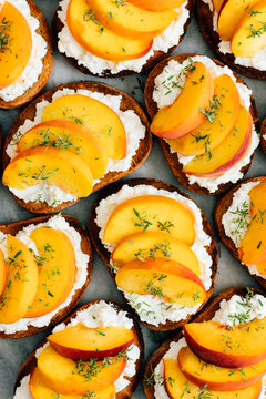 Peach ricotta bruschettas