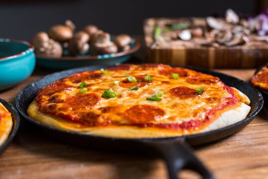 Home made pizza in a pan