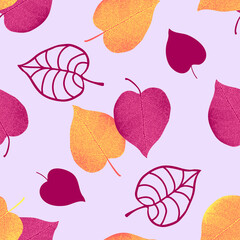 Vector seamless pattern from autumn leaves. Background for design, graphics, printing.