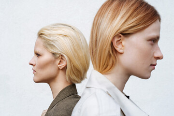 minimalistic fashion portrait of two girls