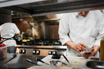 Cook ordering ingredients to supplier