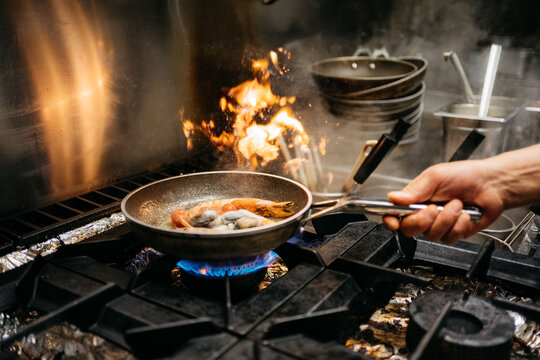 Flames on a pan