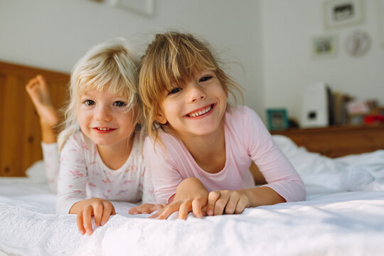 Two sisters in pyjamas