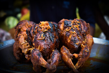 Two delicious Roasted tasty and crispy chicken grill or BBQ for Christmas day