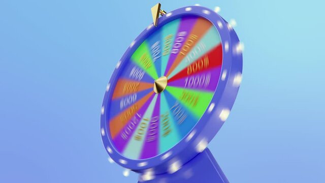Rotating colorful wheel of luck or fortune. Front view, roulette fortune spinning wheels, casino wheel. Colorful Wheel fortune with alpha channel. 3840x2160 4K 3D animation