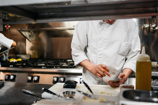 Cook ordering ingredients to supplier