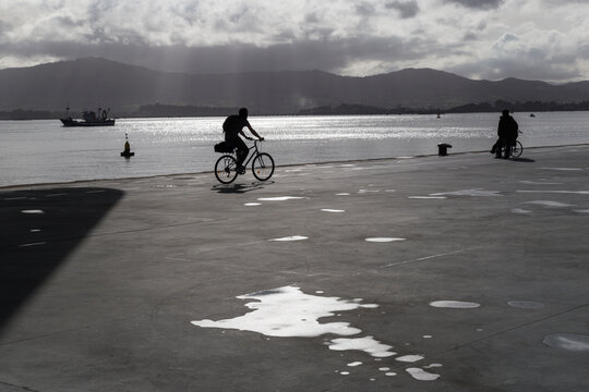 Cyclist in silhouette