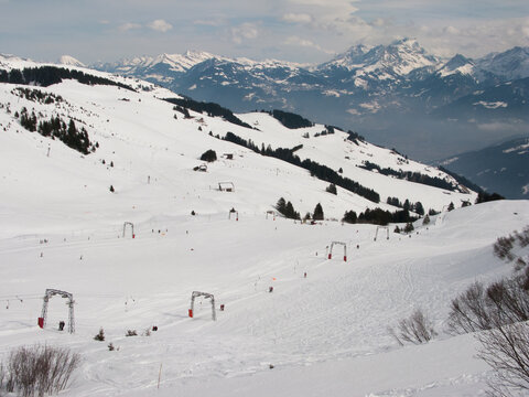 Ski slopes of ports du soleil, the alps