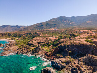 Fototapeta premium Crete coast view with rocks and pure nature during a sunny summer day