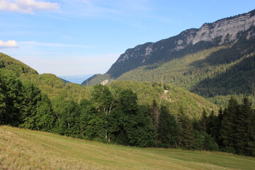 Fototapeta na wymiar Montagnes dans la région de Neuchâtel (Vallée de l'Areuse) 1
