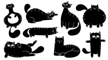 Cute black cat cartoon character