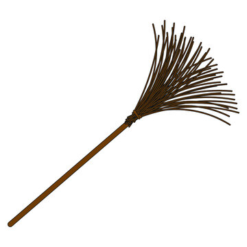 Brown broom on white background