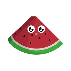 Cute watermelon slice fruit cartoon character