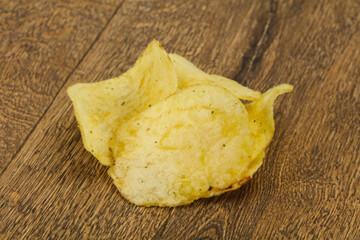 Natural potato salted chips heap