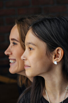 profile portrait of mother and daughter
