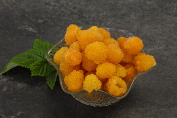 Sweet ripe tasty yellow raspberry
