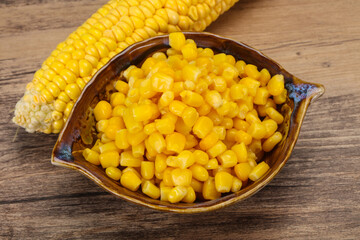 Young corn seeds in the bowl