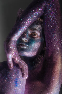 portrait of a radiant space girl