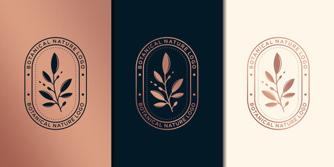 Hand drawn feminine and floral botanical, logo suitable for spa salon, skin hair beauty boutique and cosmetic, company.Premium Vector