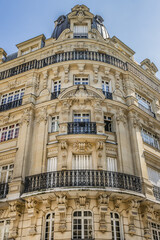 The beautiful architecture of old apartment buildings on the Montmartre hill. Paris. France.