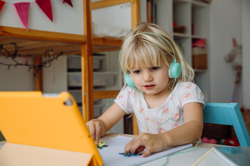 Girl learning from home