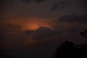 Dramatic skies and clouds at dusk in early Autumn