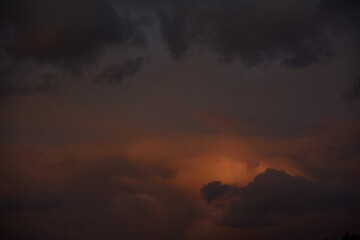 Dramatic skies and clouds at dusk in early Autumn