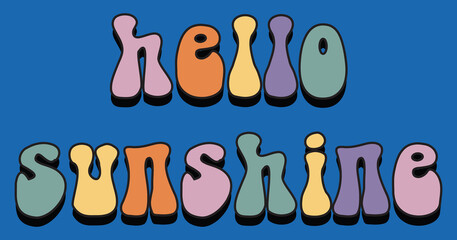 Colorful Letters Hello Sunshine Slogan Artwork for Apparel and Other Uses