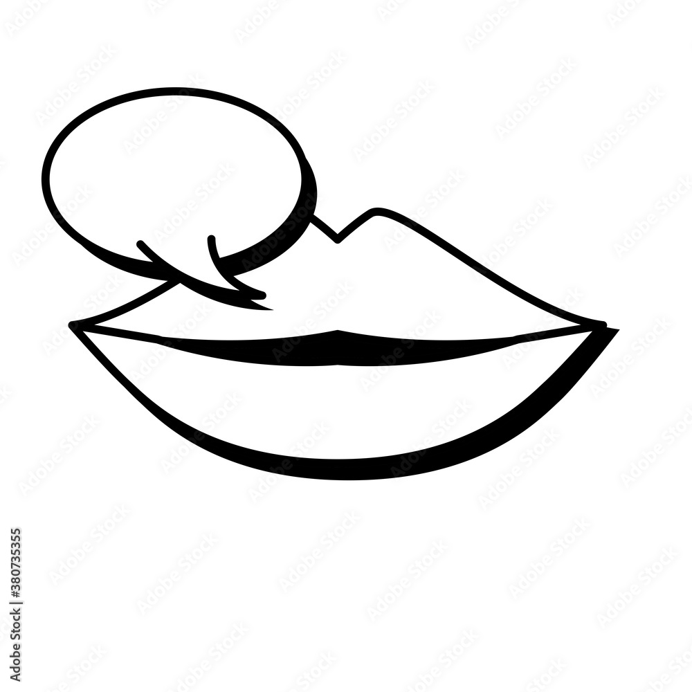 Wall mural pop art mouth closedline style icon