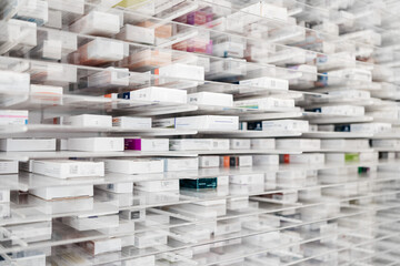Cupboard with medicines in drugstore