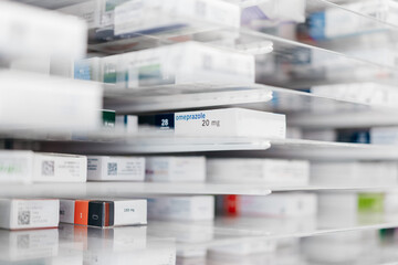 Cupboard with medicines in drugstore