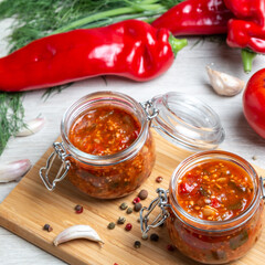 Vegetables in autumn. Preparation of vegetable caviar