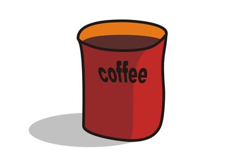 Red coffee mug with white inside.