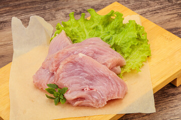 Raw turkey breast steak for cooking