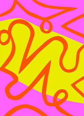 Geometric orange pattern on pink and yellow background