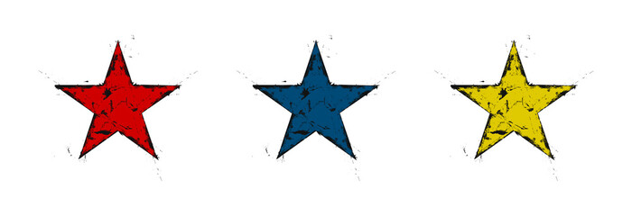 Old white star on a black background. Icon for design. Grunge star background