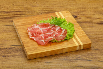 Smoked pork neck slices snack