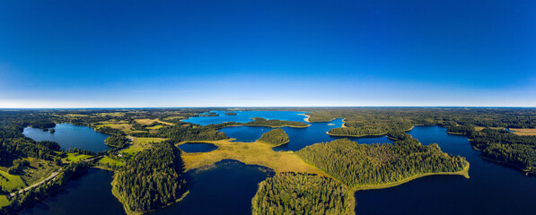 Beautiful panoramic aerial view of the lake Plateliai in Lithuania