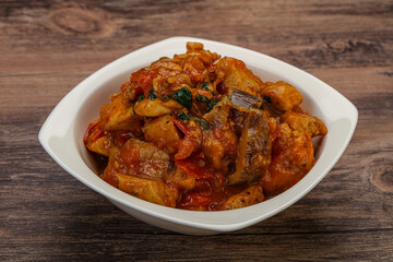 Chicken with oyster sauce and vegetables