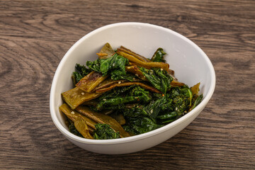 Vagan cuisine with roasted green bean