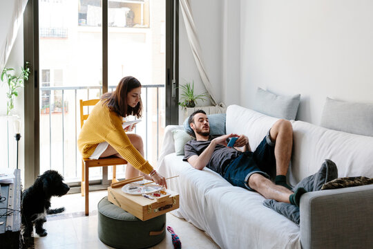 Couple in their living room