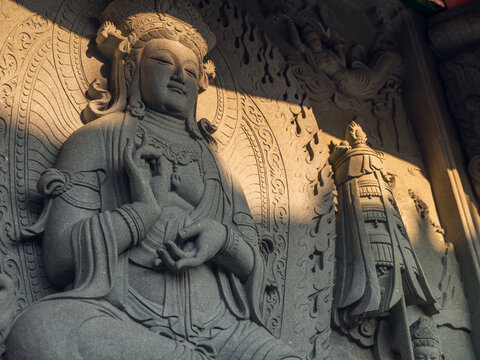 religious carving at Po Lin Monastery Hong Kong