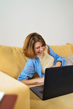girl communicates via video link from home