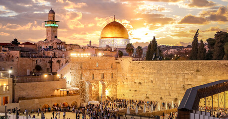 The Wailing Wall or Western Wall Jerusalem - obrazy, fototapety, plakaty