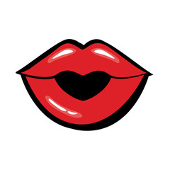 Pop art mouth closed kissing fill style icon