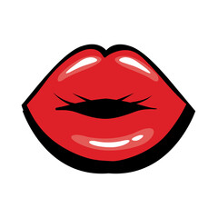 Pop art mouth closed kissing fill style icon